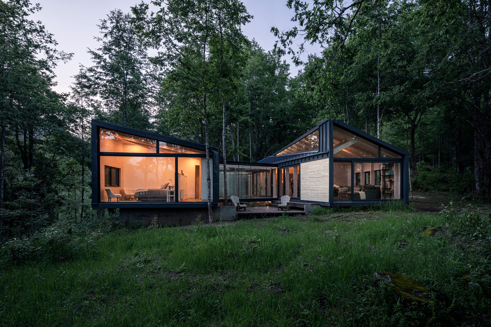 Glazed Interior Bridges Connect A Forest House Deep In The Chilean Woods