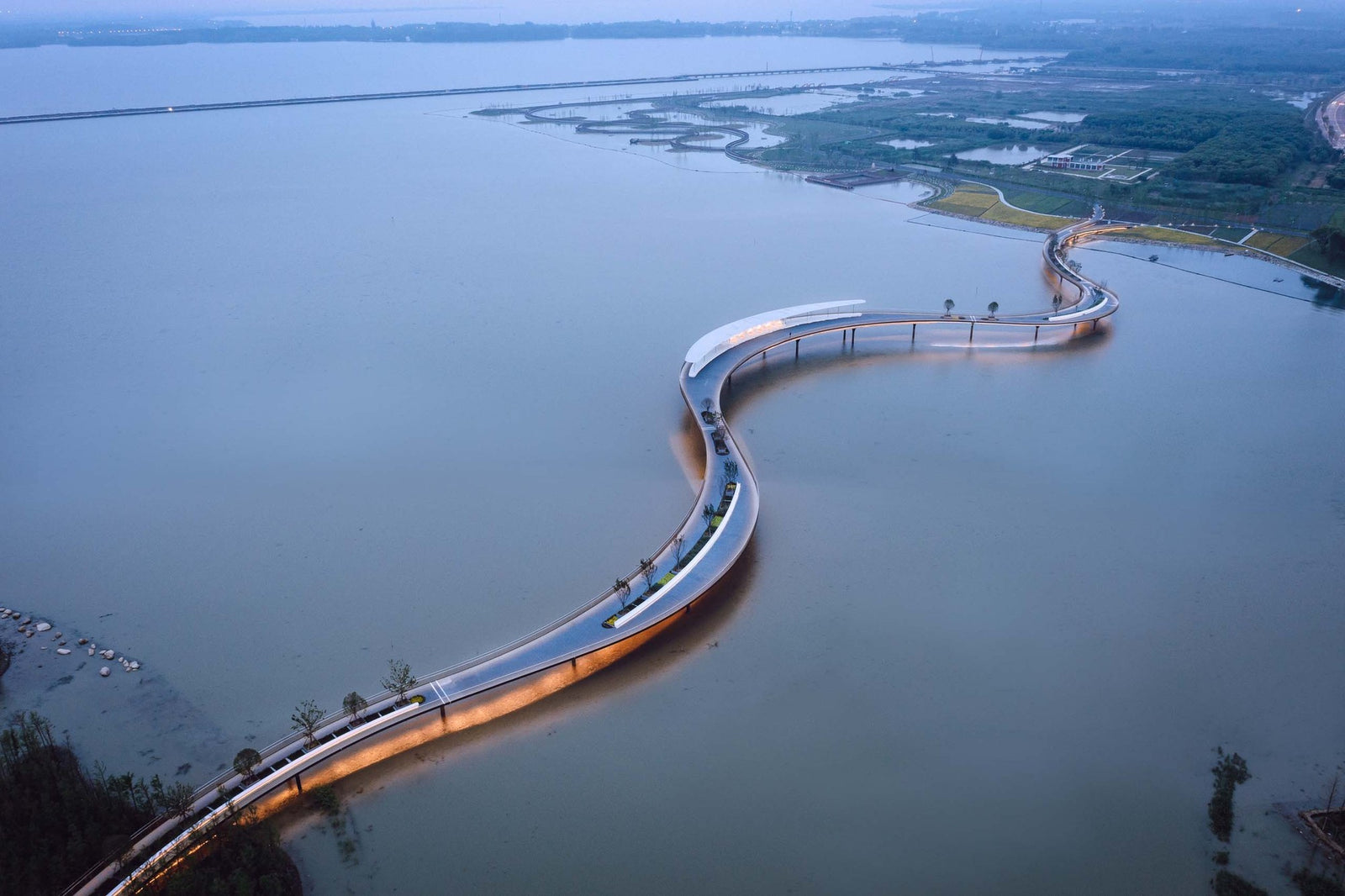 Yuandang Bridge In China A Hybrid Of Infrastructure And Lanscape