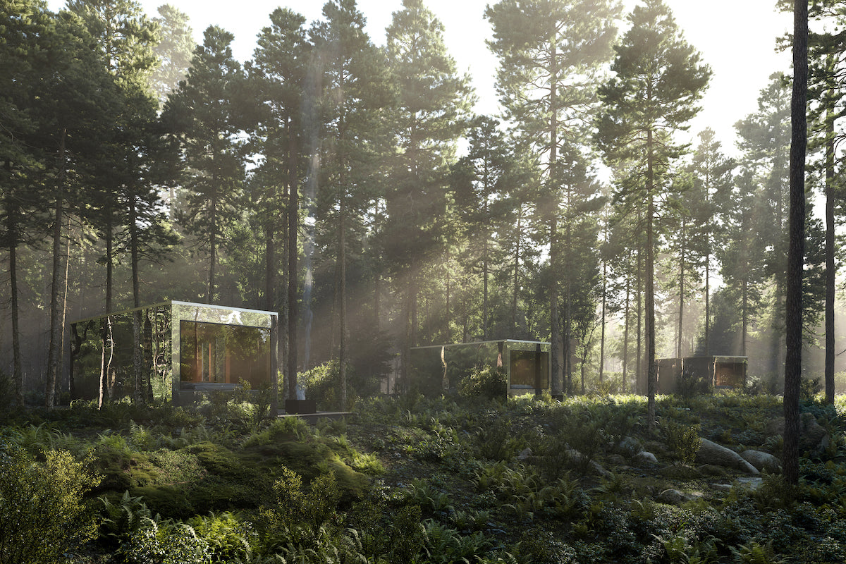 Mirrored Arcana Cabins Blend Into The Forest