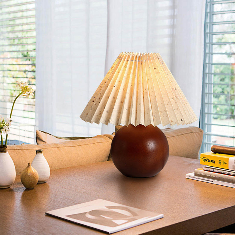 Agol Vintage Table Lamp | Pleated Fabric Lamp Shade | Soft Warm