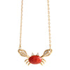 Sumni Red Enamel Crab 18K Gold Plated Necklace