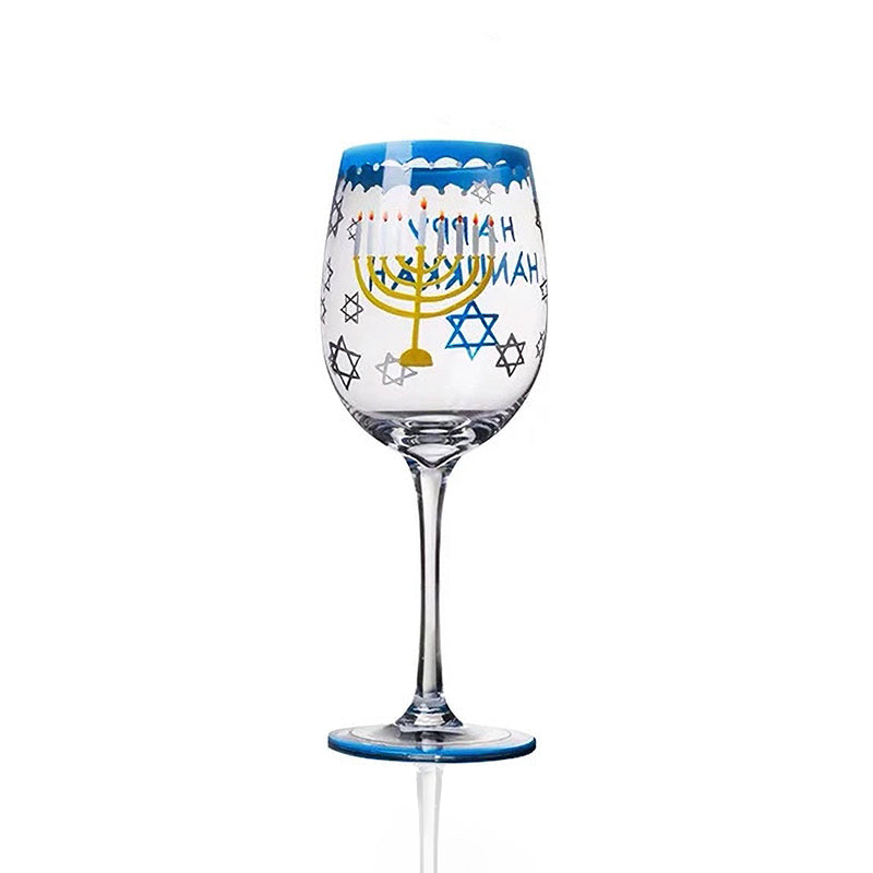 Tummin Hanukkah Wine Glass