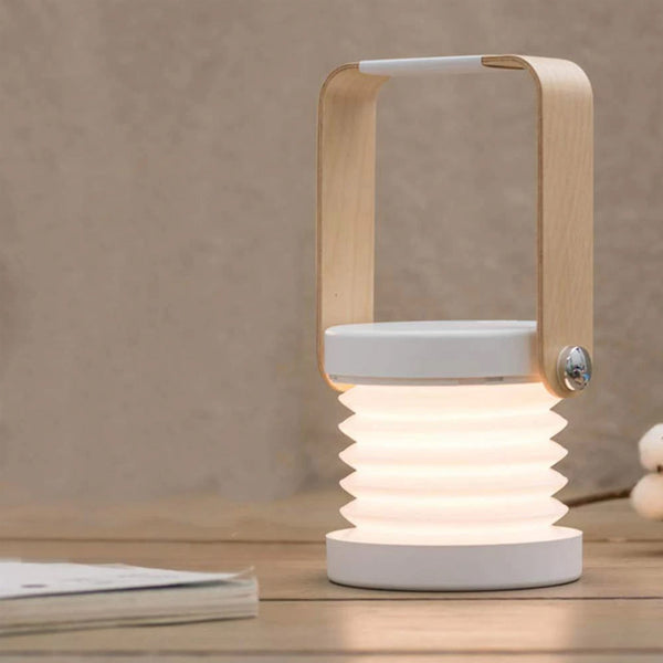 Terna Table Lamp, Creative Portable Foldable Wooden Handle LED Desk Lamp, USB Rechargeable Dimmable Lantern, Flashlight Lighting