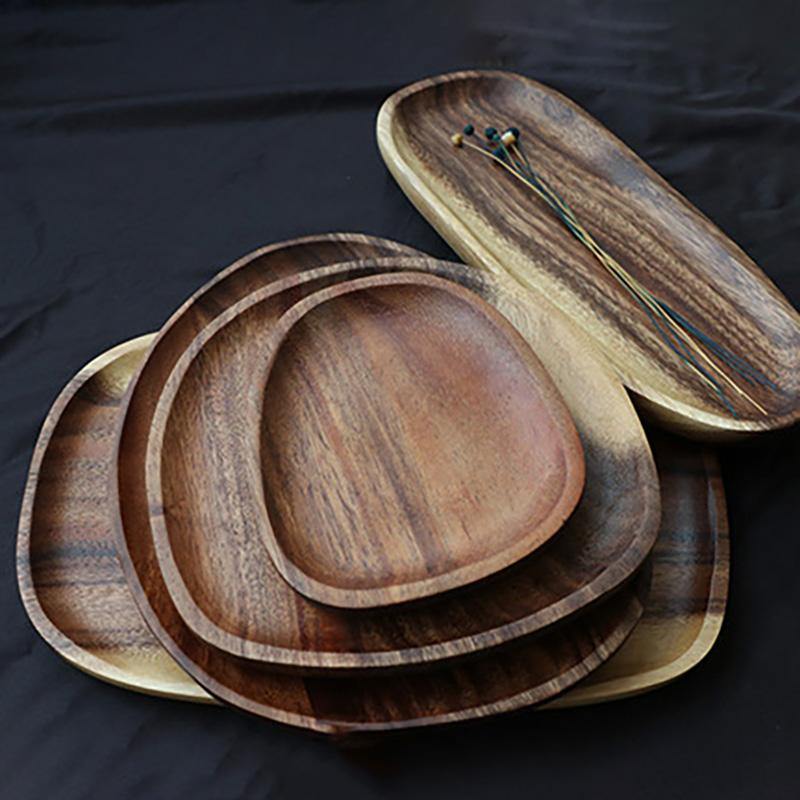 Rustic Acacia Irregular 8&quot; Platter - TOV Collection