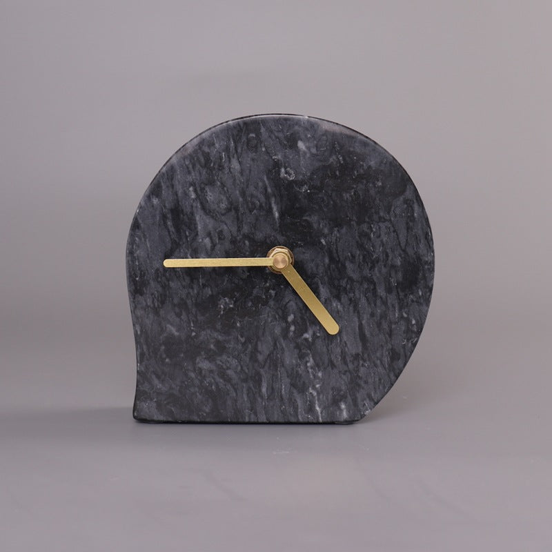 Ylva Black Nordic Marble Clock