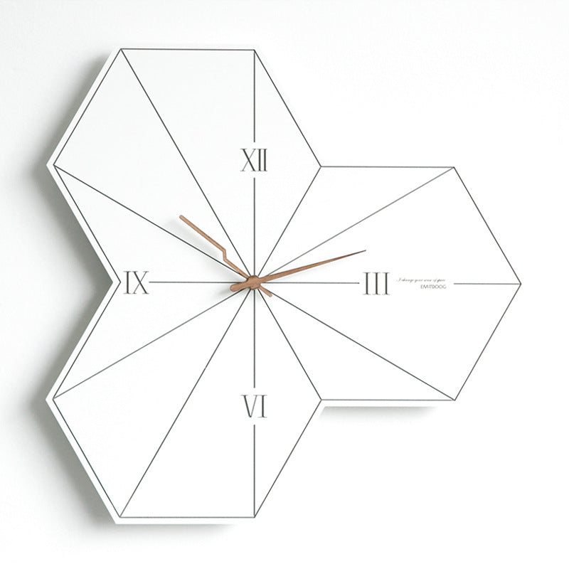 EMITDOOG Tri-hexagon Minimalist Line Wall Clock