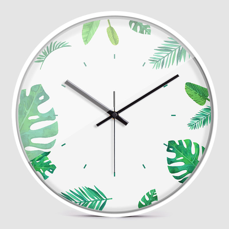 Hicat Garden Green Leaves Wall Clock