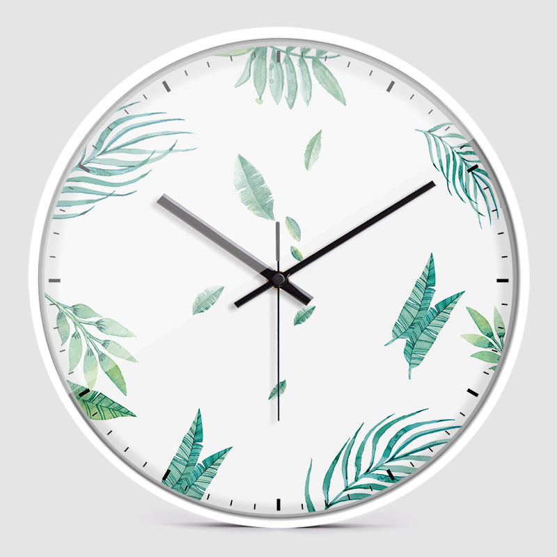 Hicat Garden Green Leaves Wall Clock