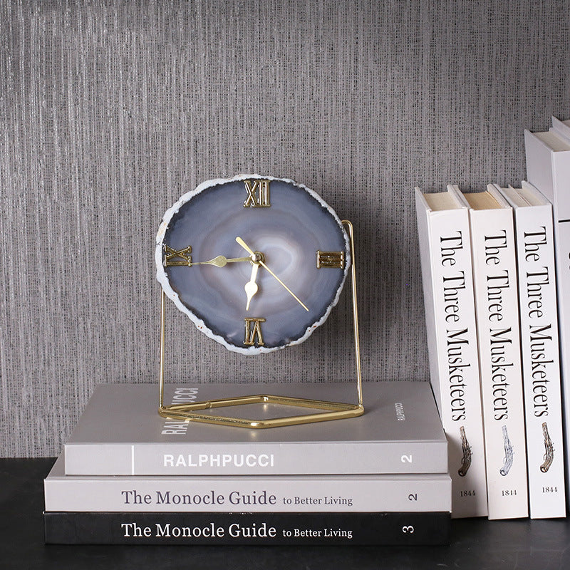 Aqua Golden Agate Clock