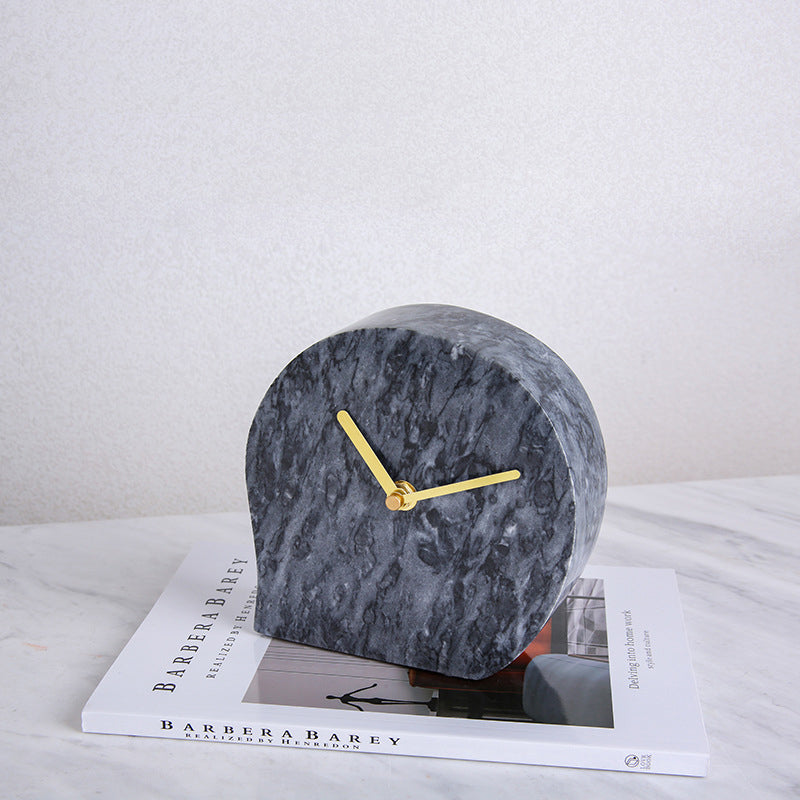 Ylva Black Nordic Marble Clock