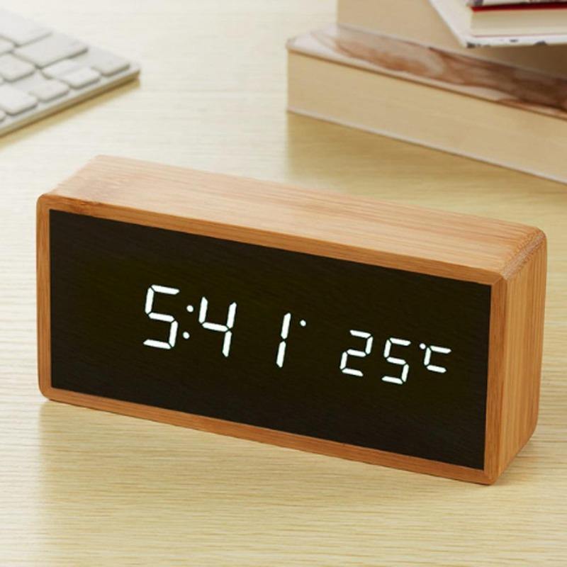 Bamboo Rectangular Digital Clock