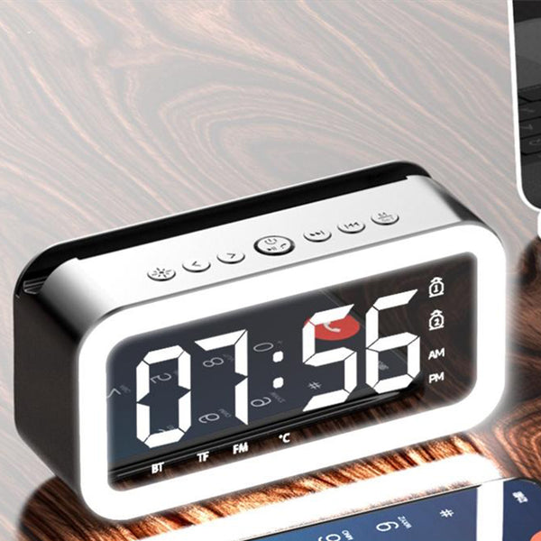 Mirror Smart Clock with Phone Attachment | FM Temperature Alarm ...
