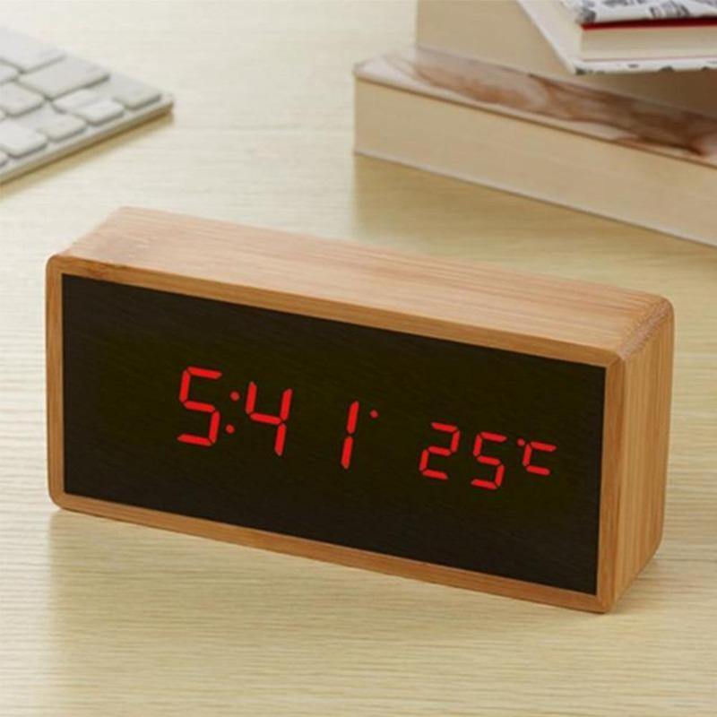 Bamboo Rectangular Digital Clock - TOV Collection