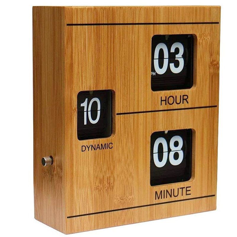 Second Square Bamboo Flip Clock
