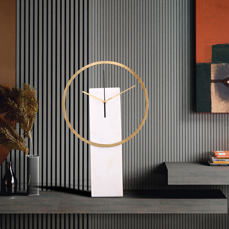 Moderna Ødger Brass Ring Marble Clock