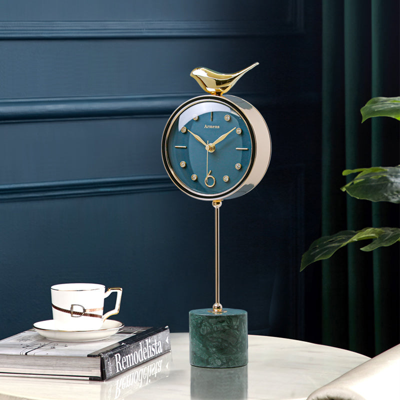 Tannis Armens Leather Marble Bird Paradise Clock