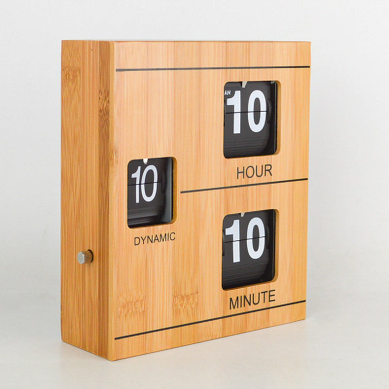 Second Square Bamboo Flip Clock