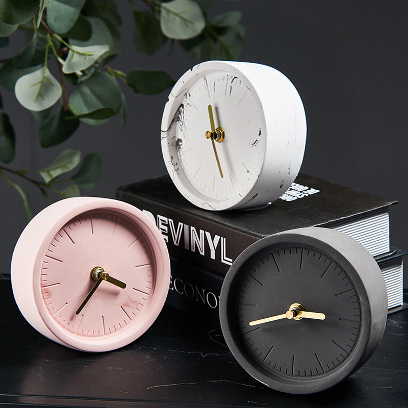 Bodil Round Cement Clock