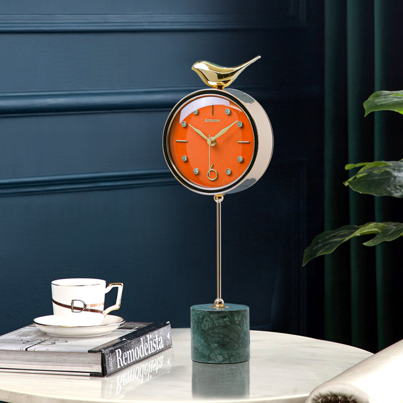 Tannis Armens Leather Marble Bird Paradise Clock