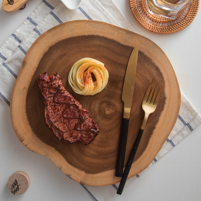 Acacia Wood Wedge Server