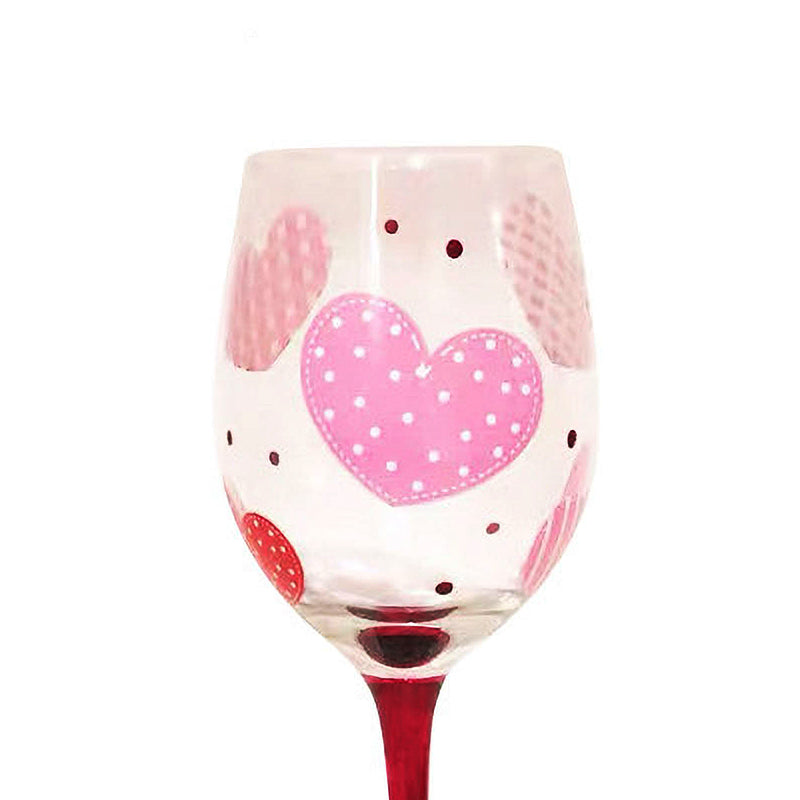 Ahava Crush Wine Glass | Handcrafted & Hand Painted Wine Glass Collection |  Vintage Nordic Bartender | Love Gift | Pinky Heart