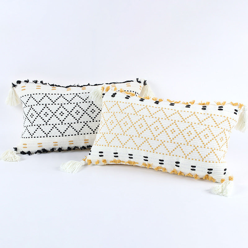 Lumbar Pillow Boho Throw Pillow With Tassels Spring Pillow -  UK