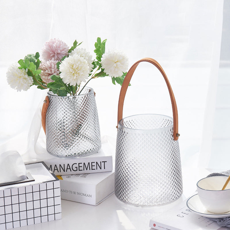 Andreea Vase with Leather Handle