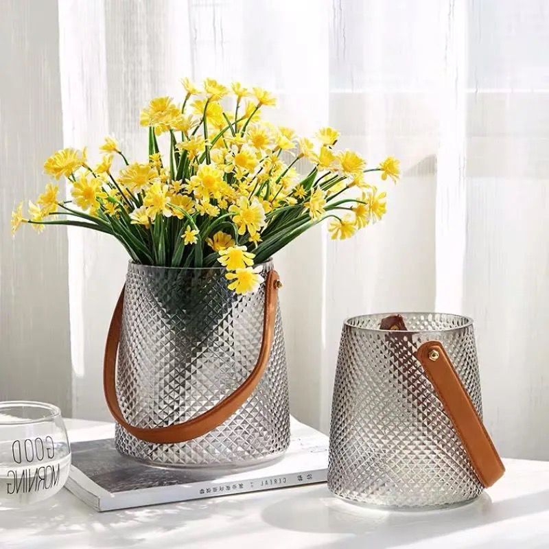 Andreea Vase with Leather Handle