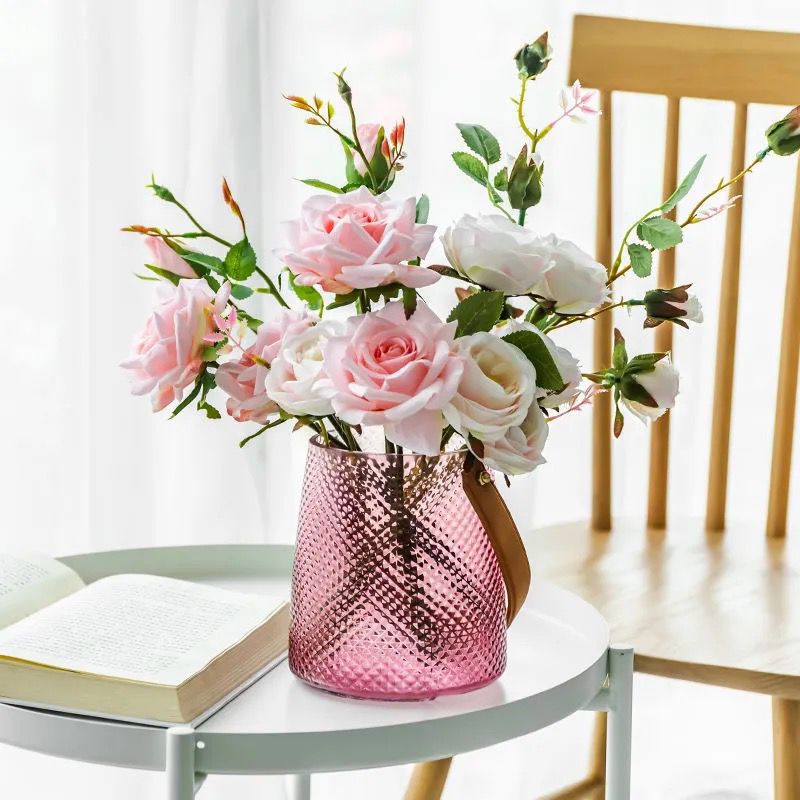 Andreea Vase with Leather Handle