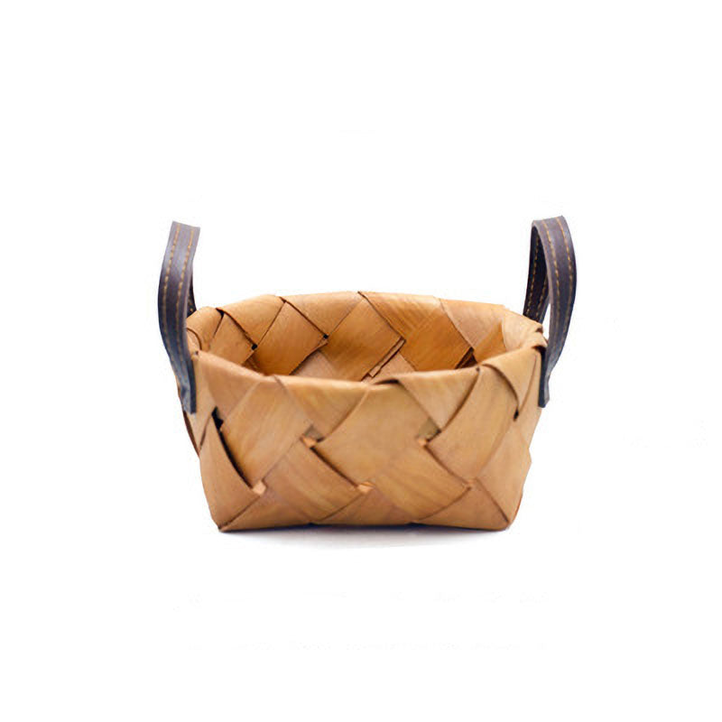 Assorted Wood Chip Handled Basket | Household Hand-woven Wood Chip