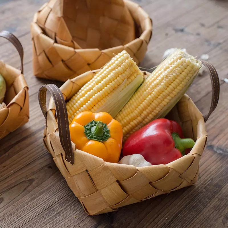 Assorted Wood Chip Handled Basket