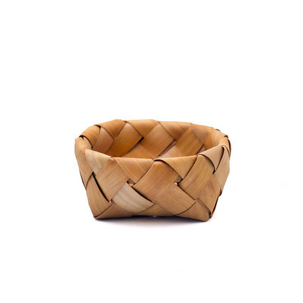 Expressly HUBERT® Round Slatted Chip Wood Basket - 17 5/16