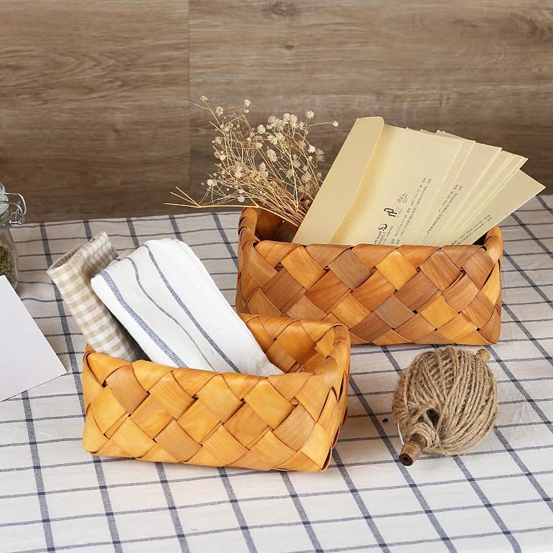 Assorted Wood Chip Square Basket
