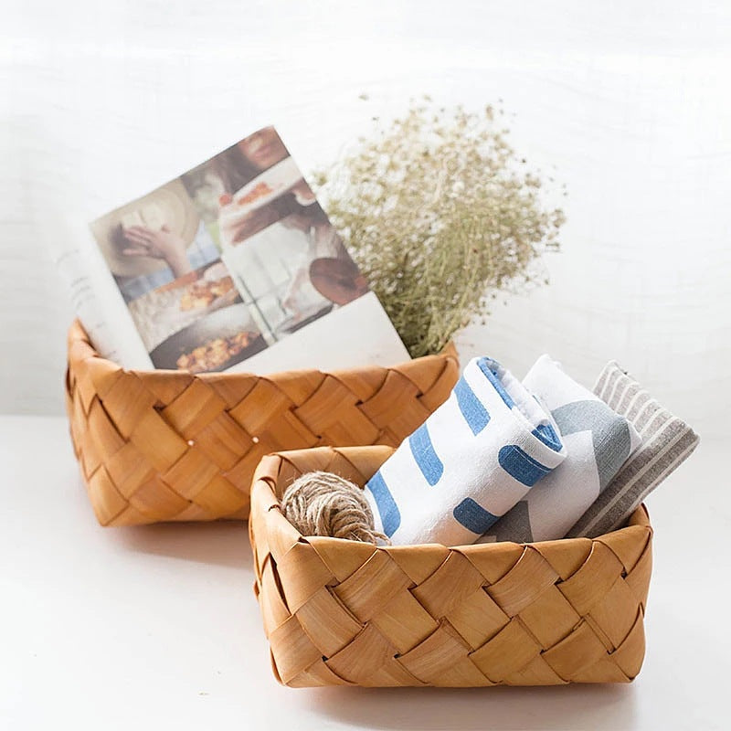 Assorted Wood Chip Square Basket