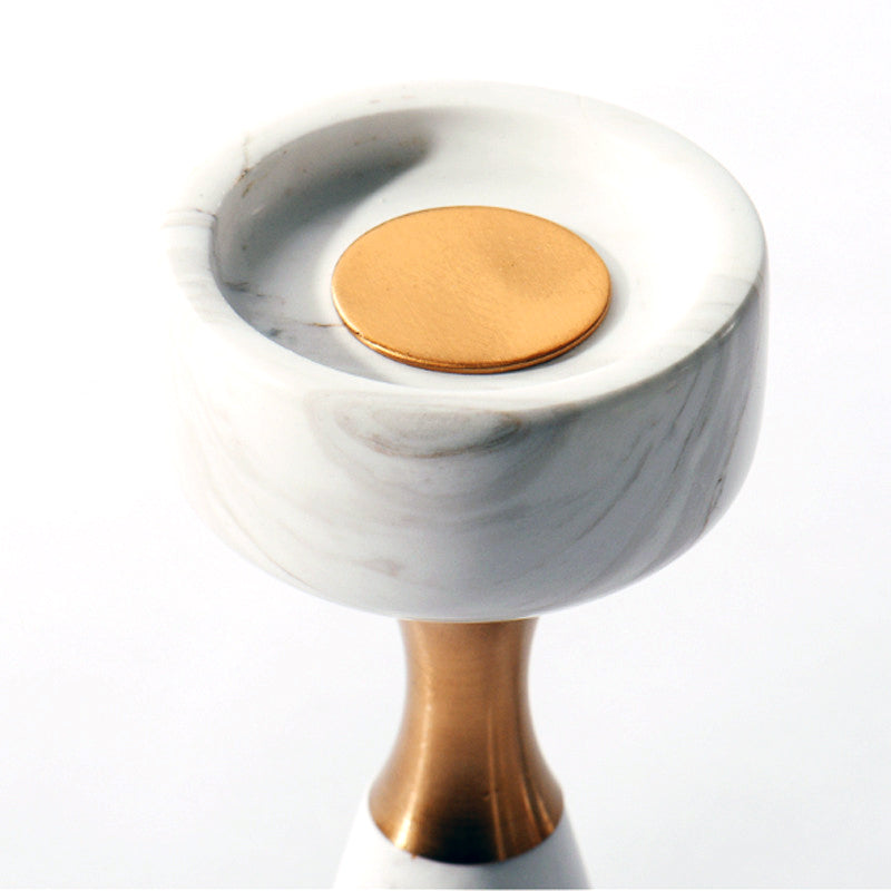 Augustine White Marble Candle Holder