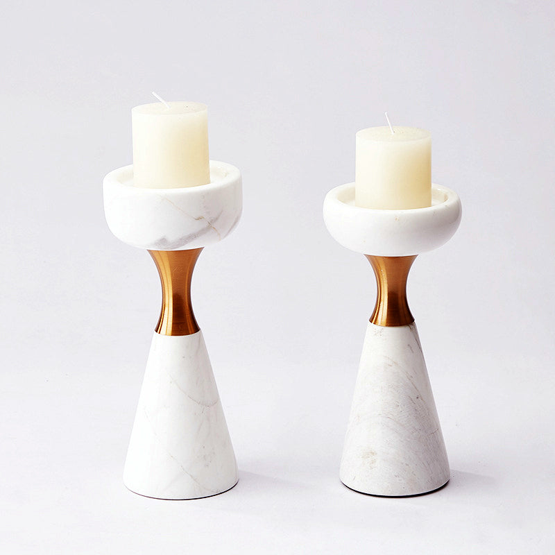 Augustine White Marble Candle Holder, Natural White Marble V-shaped Candle  Holder