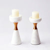 Augustine White Marble Candle Holder