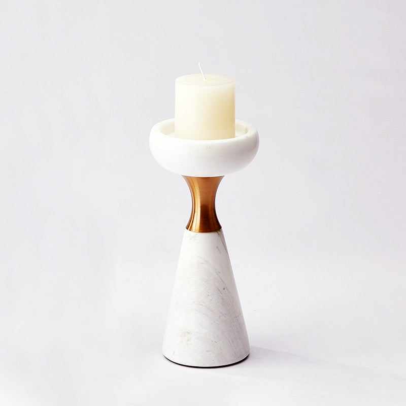 Augustine White Marble Candle Holder