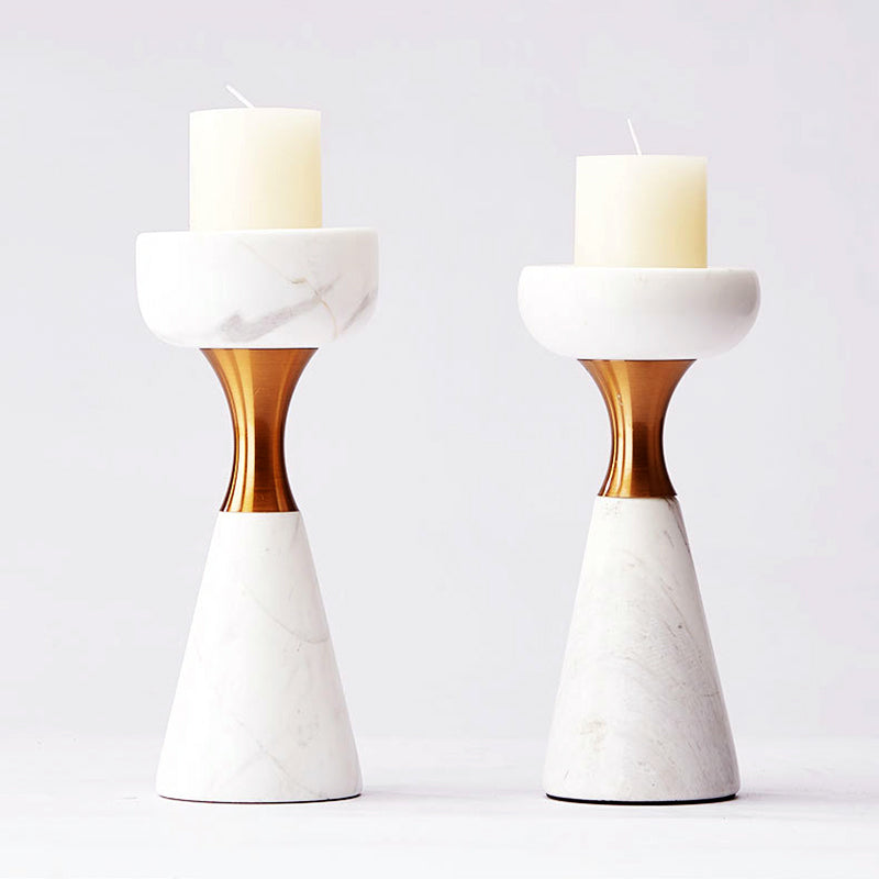 Augustine White Marble Candle Holder