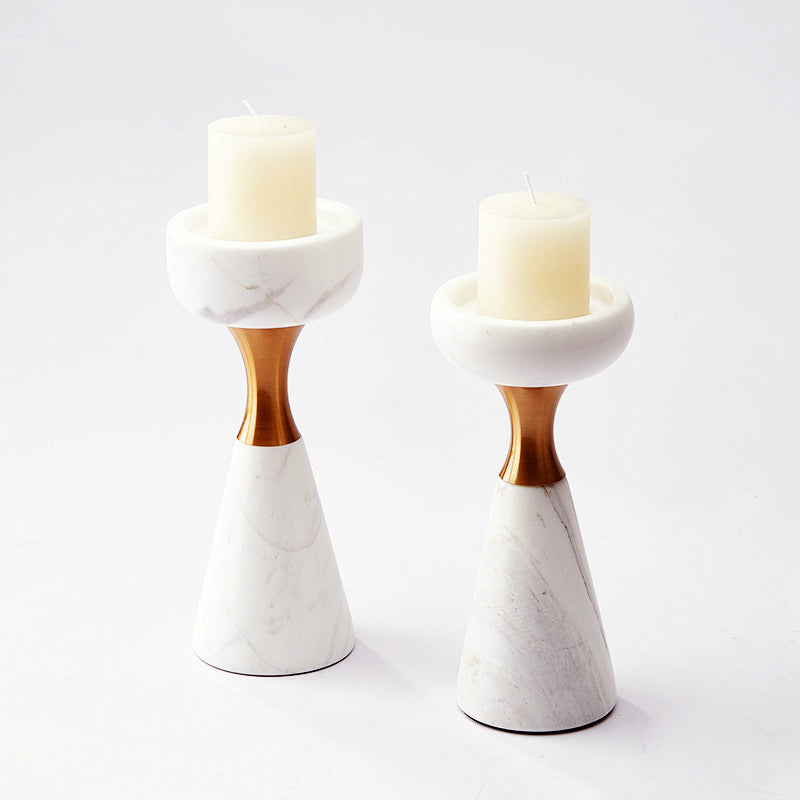 Augustine White Marble Candle Holder