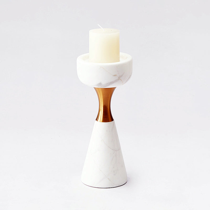 Augustine White Marble Candle Holder