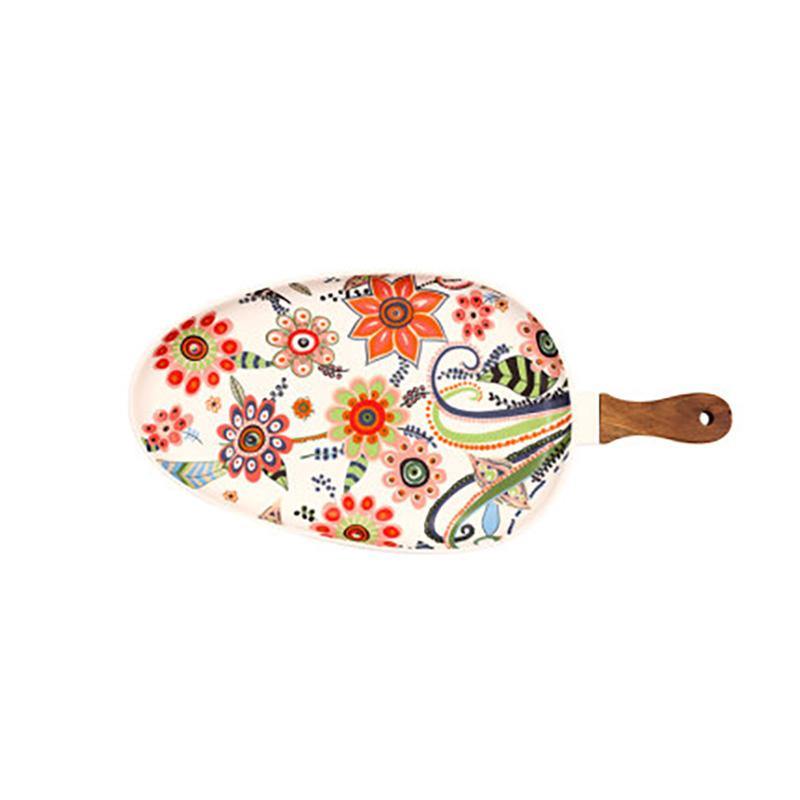 Batèk Floral Handle Ellipse Plate - TOV Collection