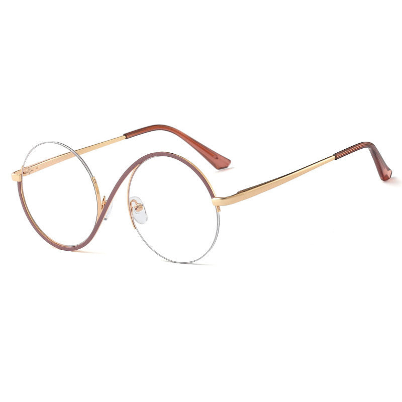 Cross Half-Rim Round Glasses 95929