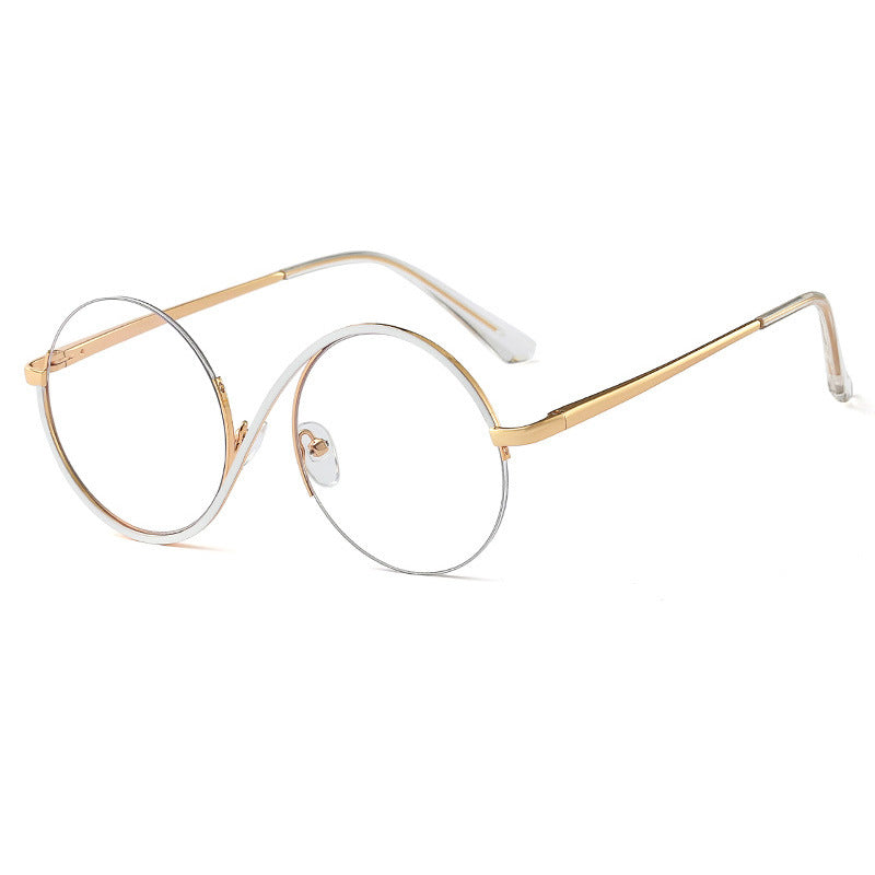 Cross Half-Rim Round Glasses 95929