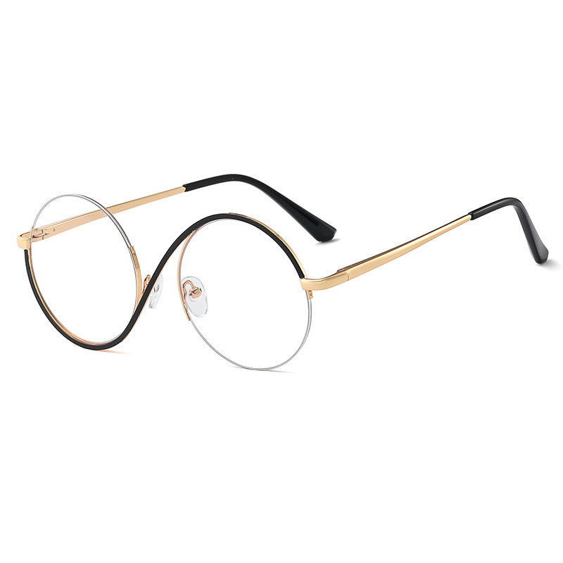 Cross Half-Rim Round Glasses 95929