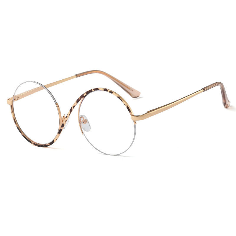 Cross Half-Rim Round Glasses 95929