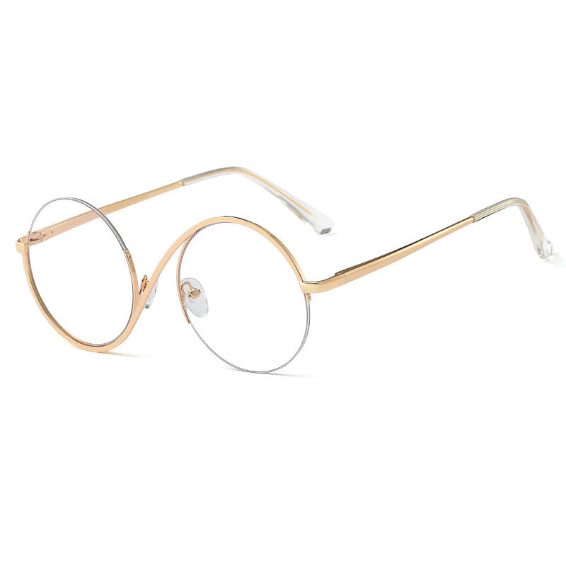 Cross Half-Rim Round Glasses 95929