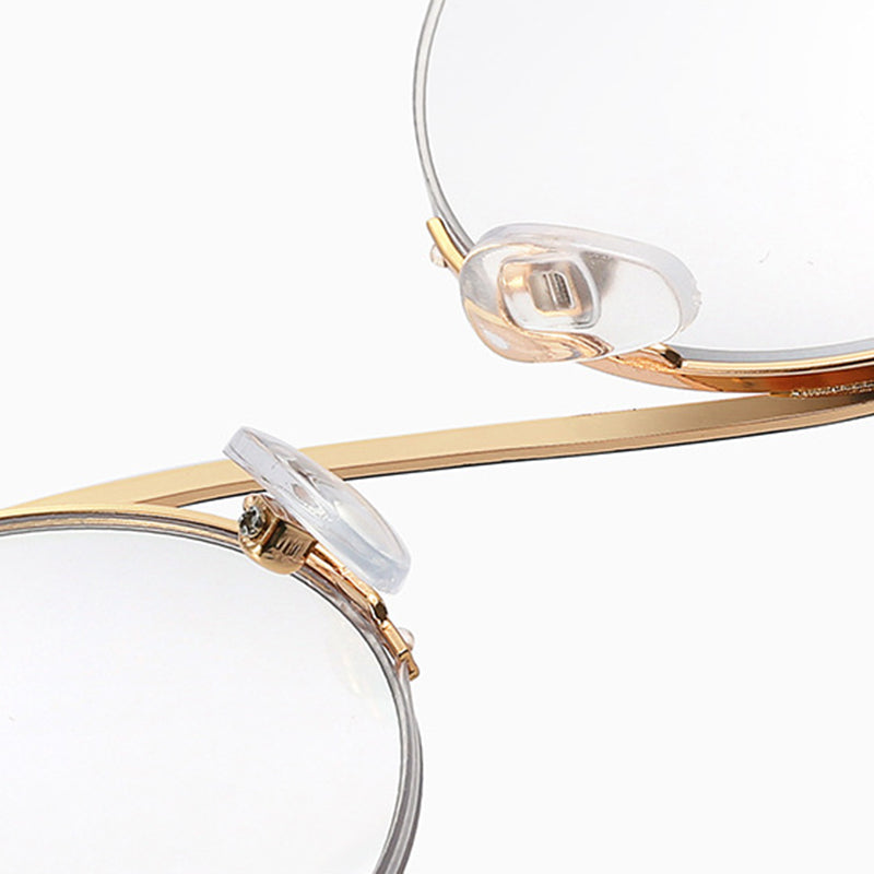 Cross Half-Rim Round Glasses 95929 | Leopard Print Eyeglasses | Blue ...