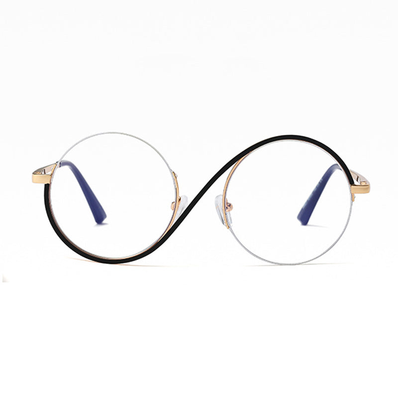 Cross Half-Rim Round Glasses 95929