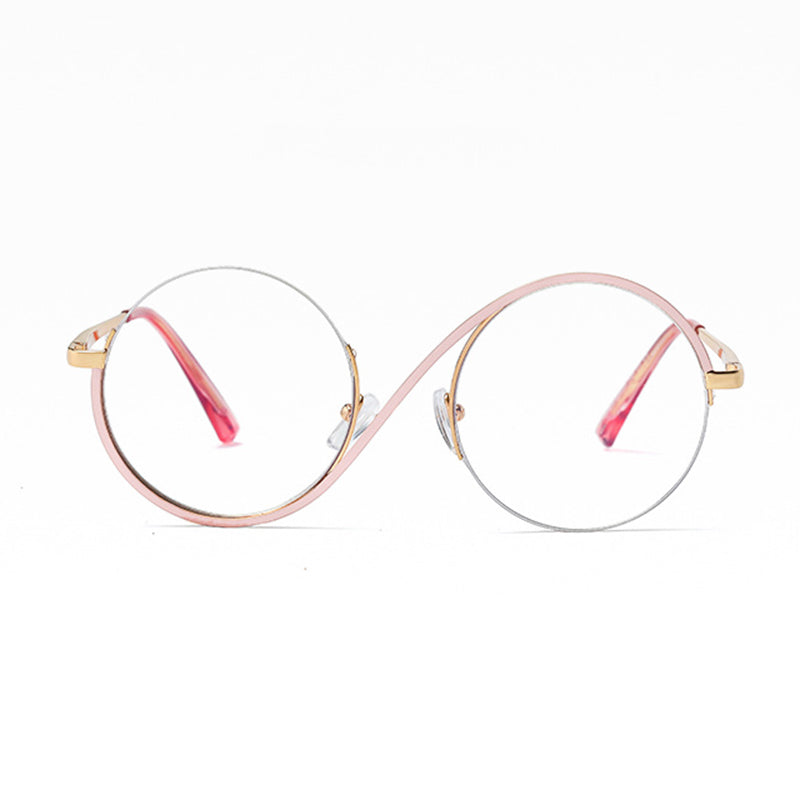 Cross Half-Rim Round Glasses 95929